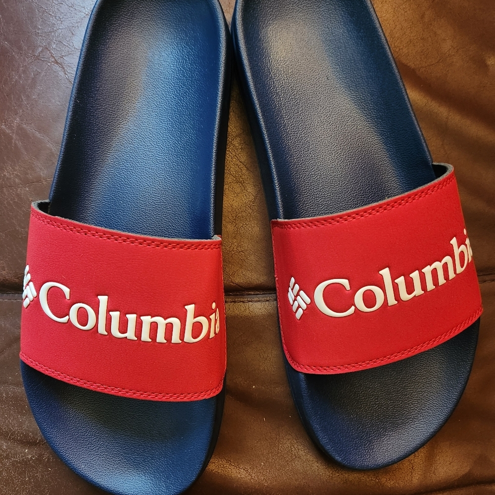 Men's Columbia Red and Blue Slide Sandals